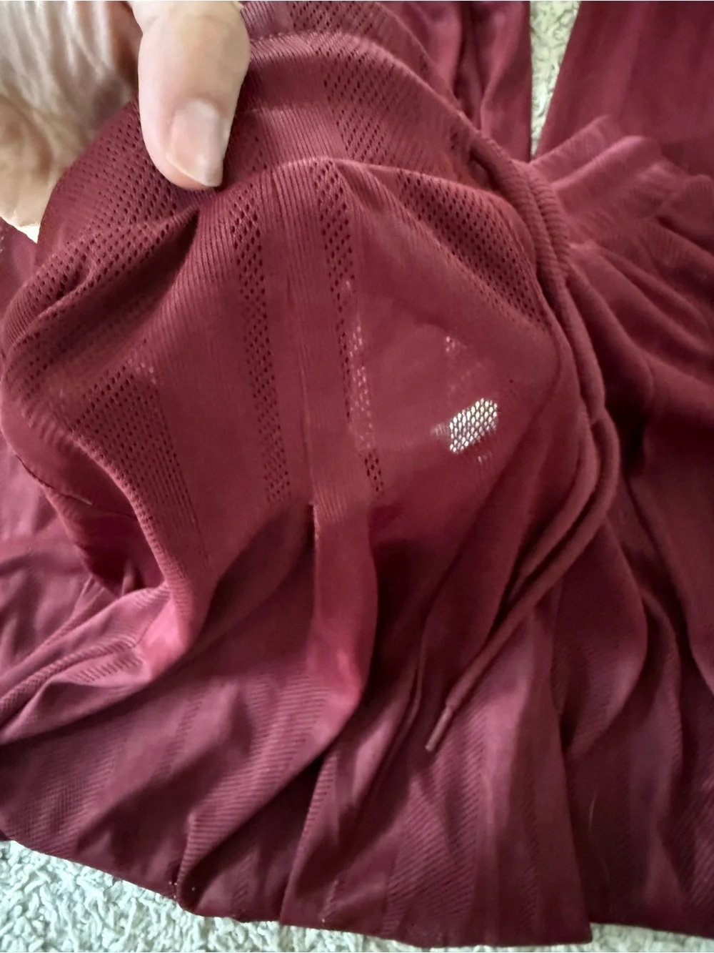 aerie Maroon Wide-Leg Mesh Pants